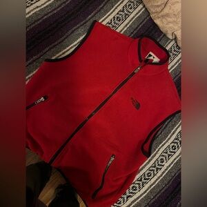 The North Face Red and Black Fleece Vest